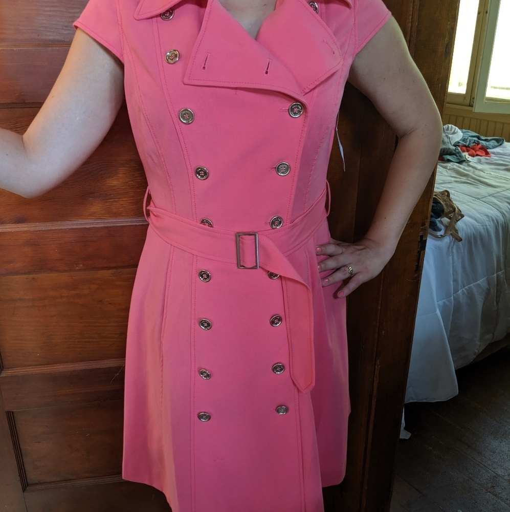 Calvin Klein Cap Sleeve Trench Dress